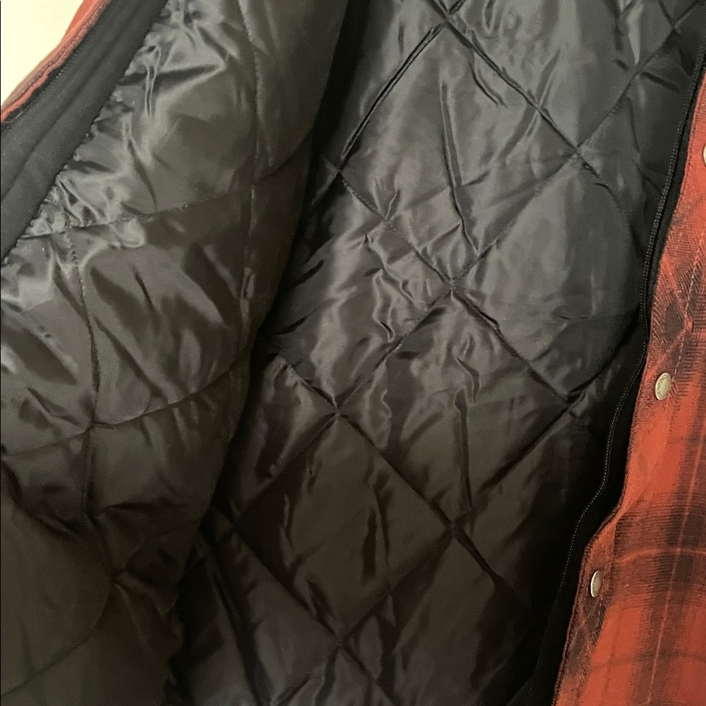Dickies Hooded Flannel Shirt Jacket Size Large In Rust And Black - Picture 9 of 12
